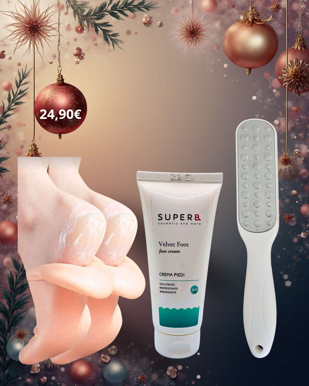 Set piedi velluto (crema+raspa+calze silicone)