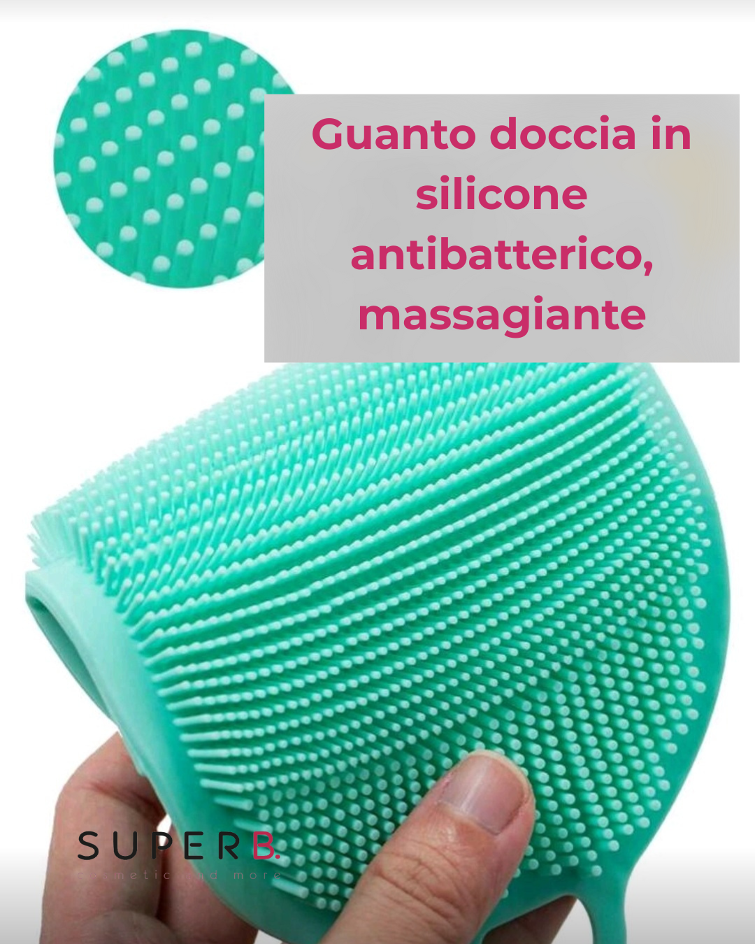 Guanto doccia in silicone antibatterico